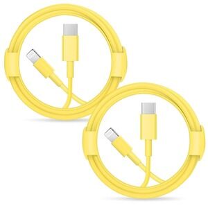 2 Pack Yellow USB-C to Lightning Cable MFi Certified PD Fast Charging Data Cord